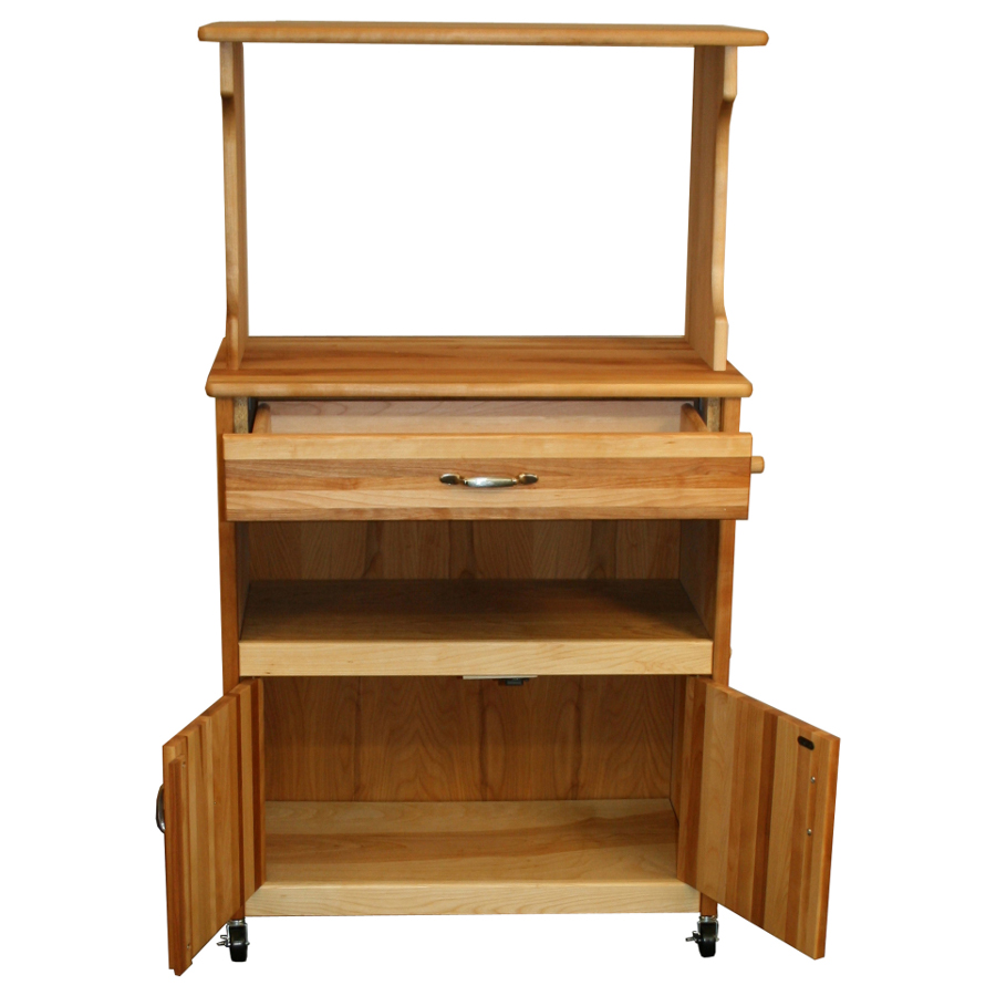 Catskill Microwave Cart Open Shelf, Closed... Butcher Block Co.